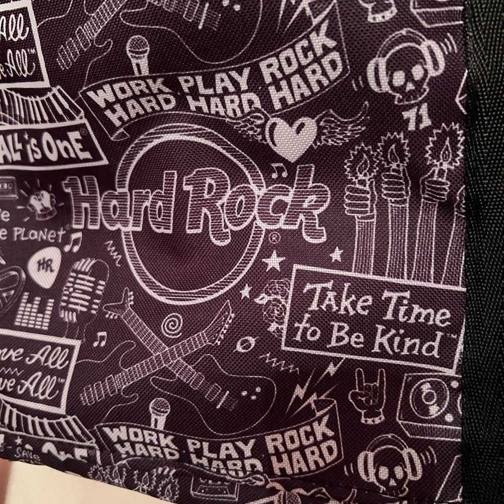 Hard Rock Cafe Black & White Backpack Iconic Sayings EUC - Picture 2 of 13
